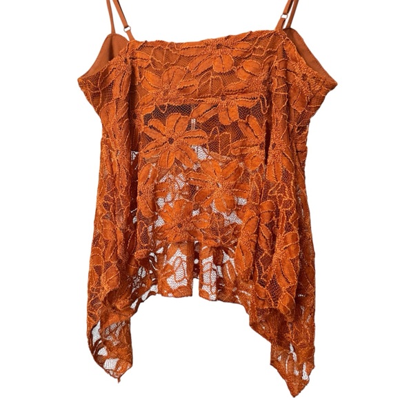 Fadedrose Women's Orange Floral Lace Top - Picture 2 of 8